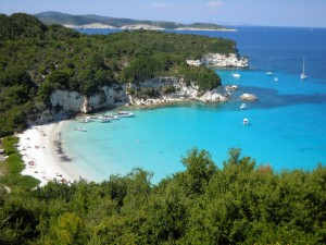 a great view from voutoumi beach in antipaxos island.