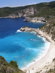 a great full view of galazio beach in paxos island.